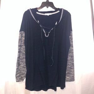 Jolt Navy with heatherd sleeves Hoodie